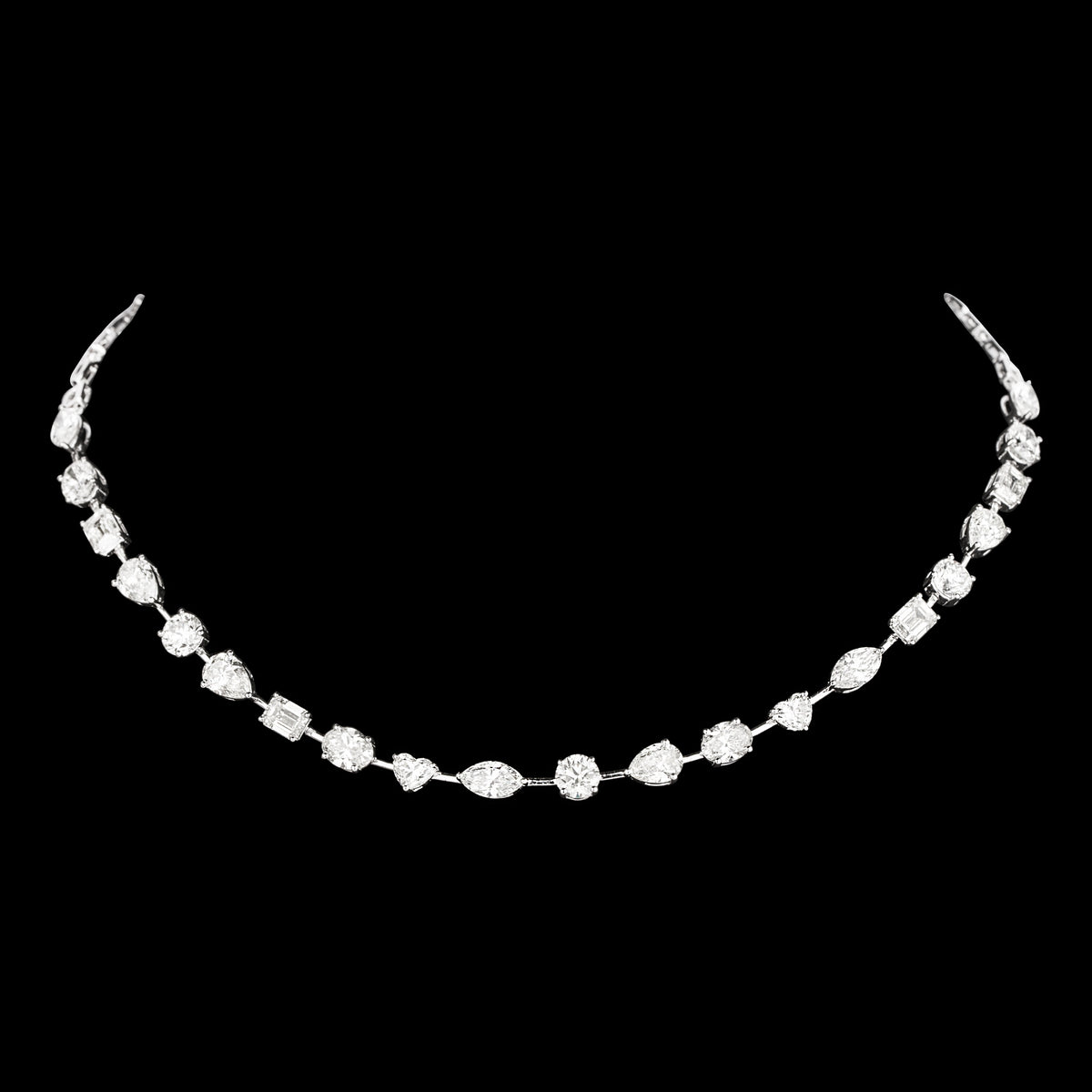 14K White Gold Diamond Necklace - 9.896ct VS-SI-HI