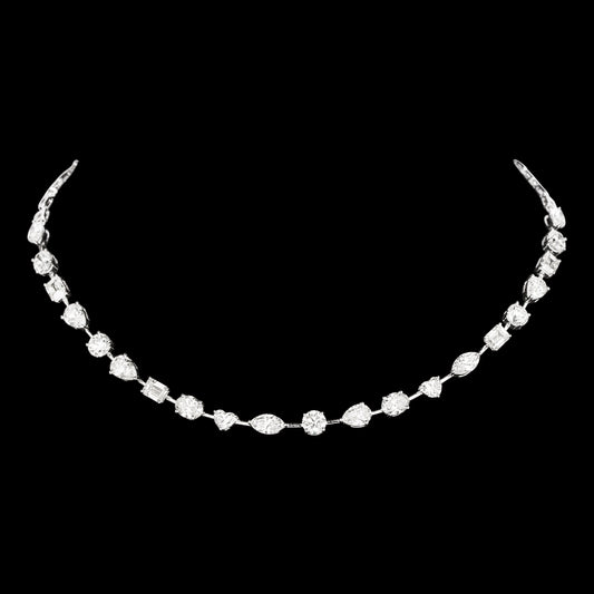 14K White Gold Diamond Necklace - 9.896ct VS-SI-HI