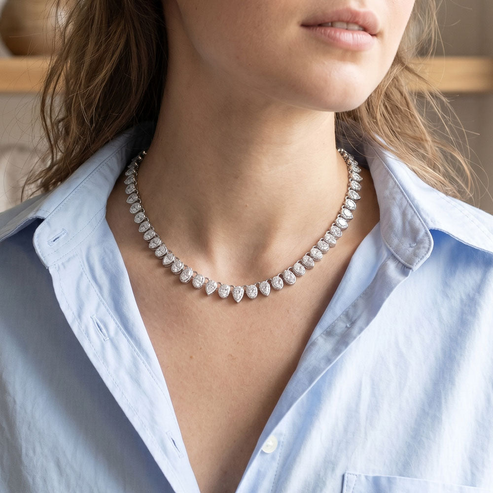 14K White Gold Diamond Necklace - 9.004ct VS-SI-IJ