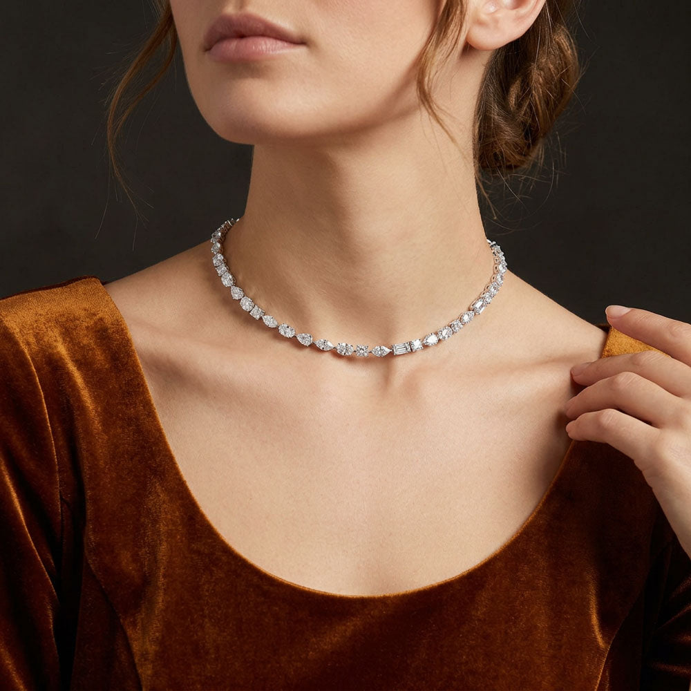 14K White Gold Diamond Necklace - 11.903ct VS-SI-IJ