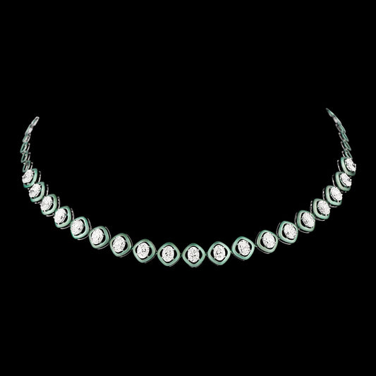 14K White Gold Diamond Necklace - 9.647ct VS-SI-GH