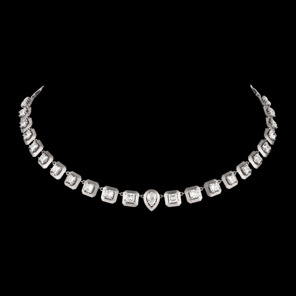 14K White Gold Diamond Necklace - 16.532ct VVS-VS-HI