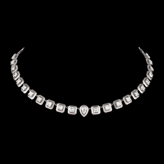 14K White Gold Diamond Necklace - 16.532ct VVS-VS-HI
