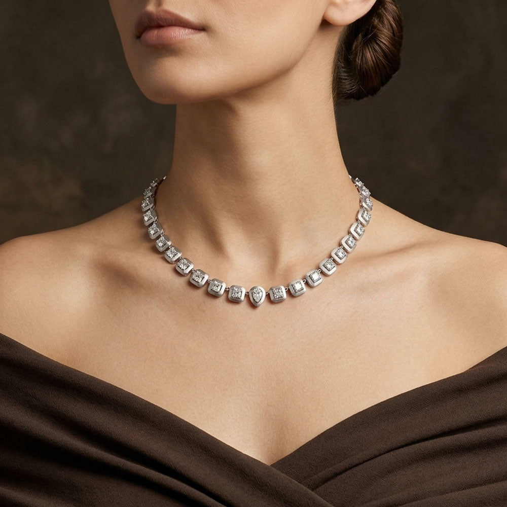 14K White Gold Diamond Necklace - 16.532ct VVS-VS-HI