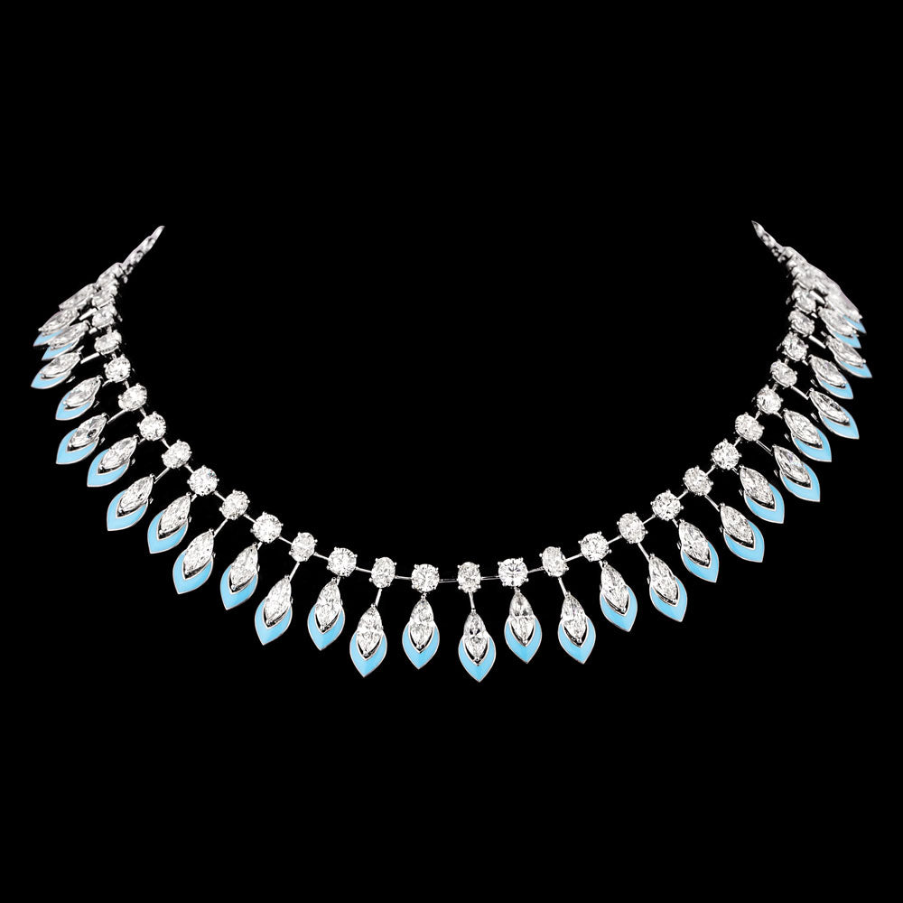 14K White Gold Diamond Necklace - 18.328ct VVS-VS-HI