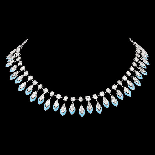 14K White Gold Diamond Necklace - 18.328ct VVS-VS-HI