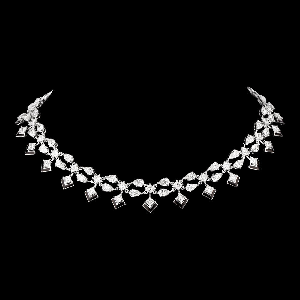 14K White Gold Diamond Necklace - 13.698ct VVS-VS-IJ