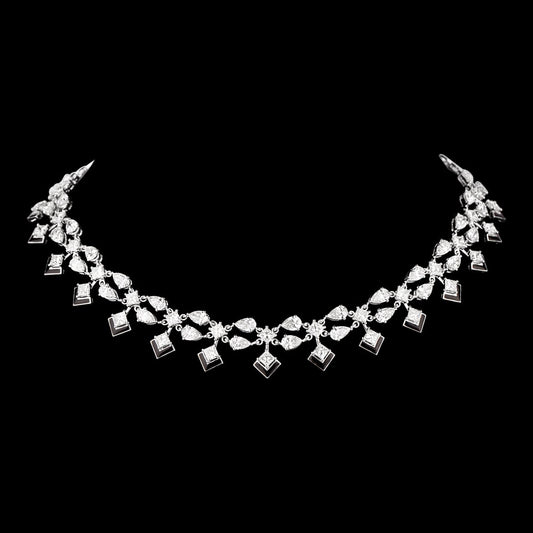 14K White Gold Diamond Necklace - 13.698ct VVS-VS-IJ