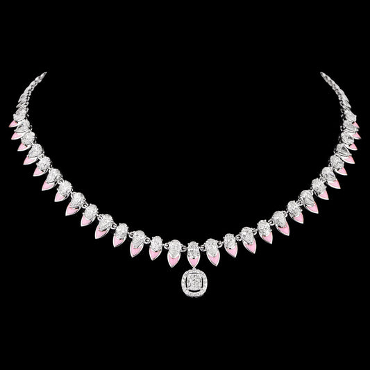 14K White Gold Diamond Necklace - 9.722ct VS-SI-EF