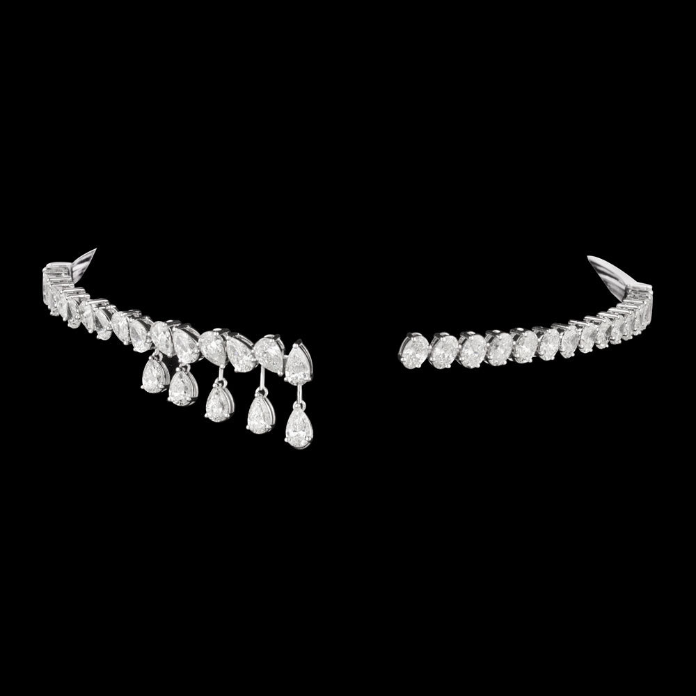 14K White Gold Diamond Necklace - 15.891ct VS-SI-HI