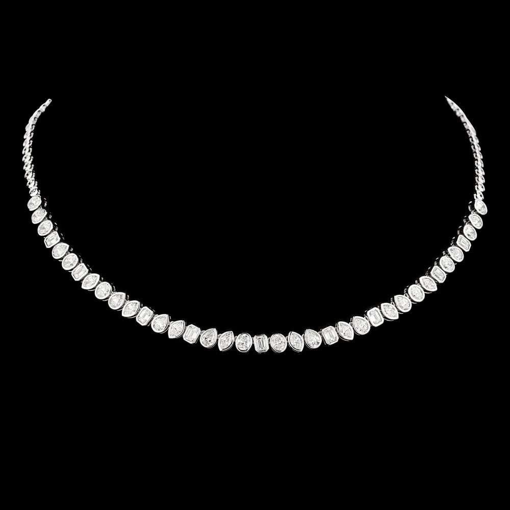 14K White Gold Diamond Necklace - 8.036ct VS-SI-GH