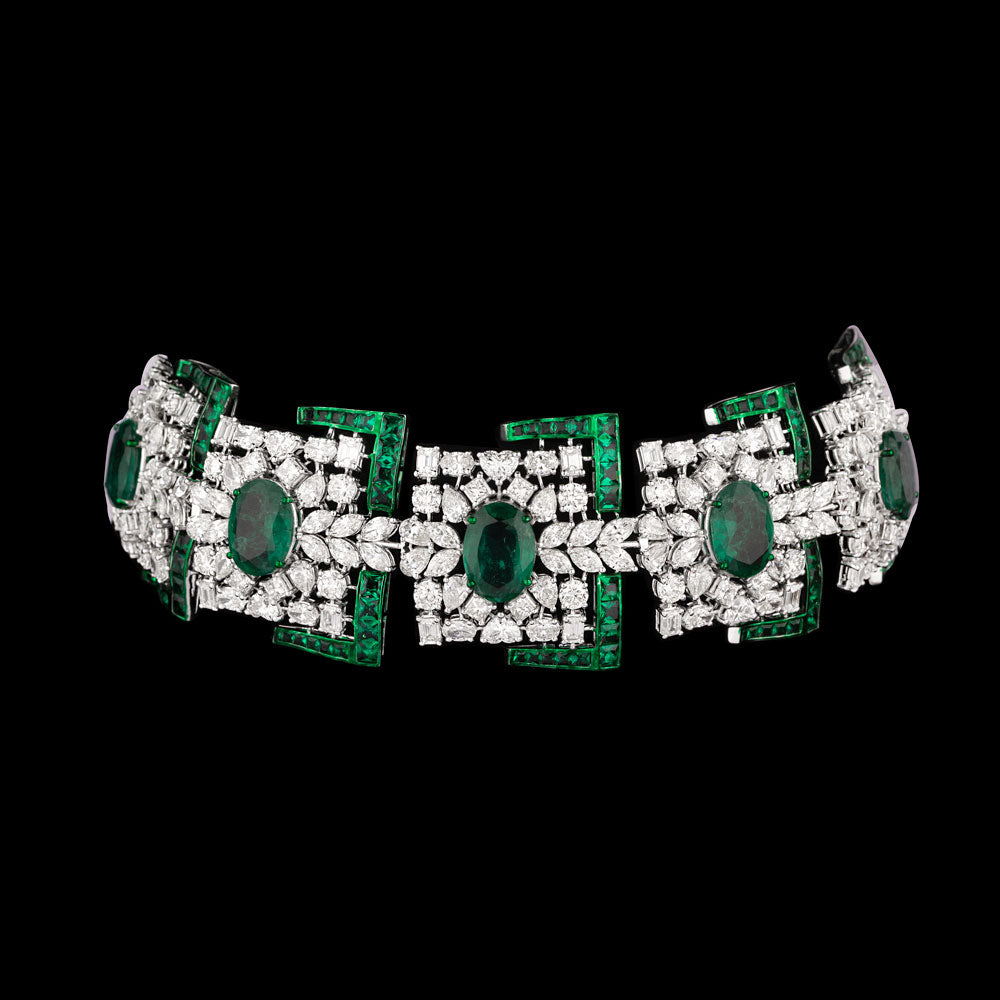 14K White Gold Diamond Necklace - 39.561ct VS-SI-JK with Colour Stones