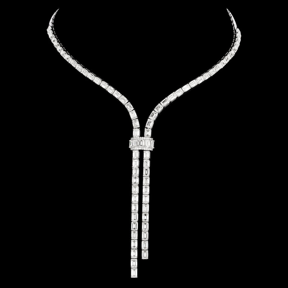 14K White Gold Diamond Necklace - 36.831ct VVS-VS-HI