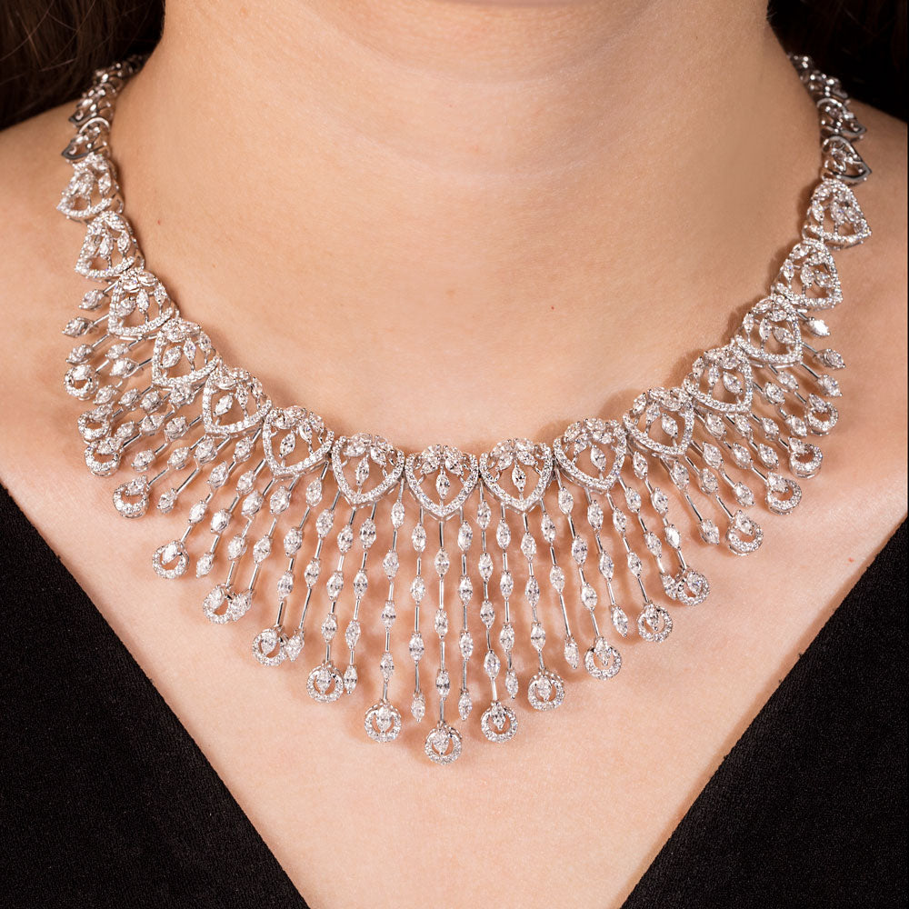 18K White Gold Diamond Necklace - 16.81ct VS-SI-GH