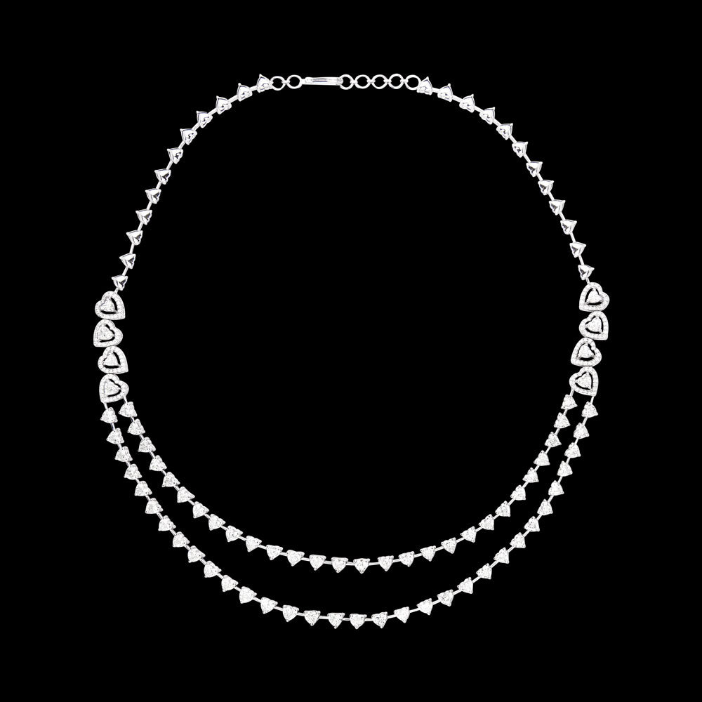 18K White Gold Diamond Necklace - 12.442ct VVS-VS-FG
