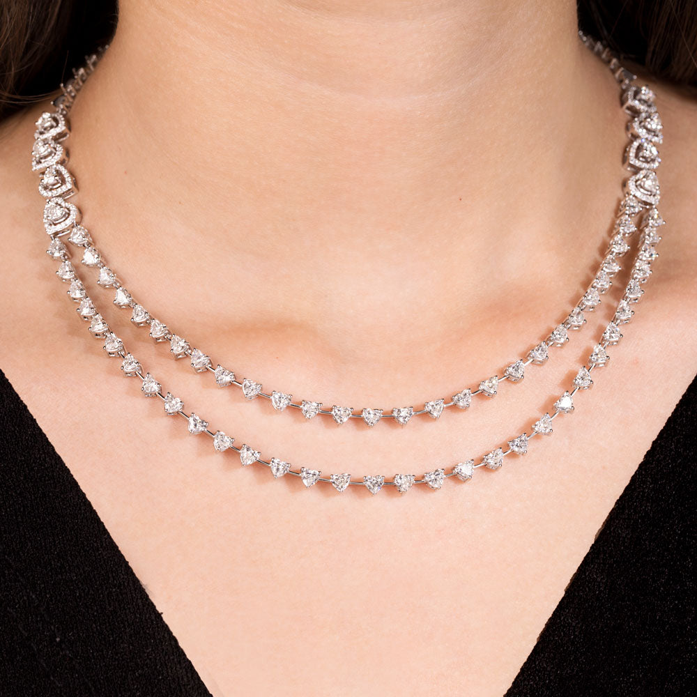 18K White Gold Diamond Necklace - 12.442ct VVS-VS-FG