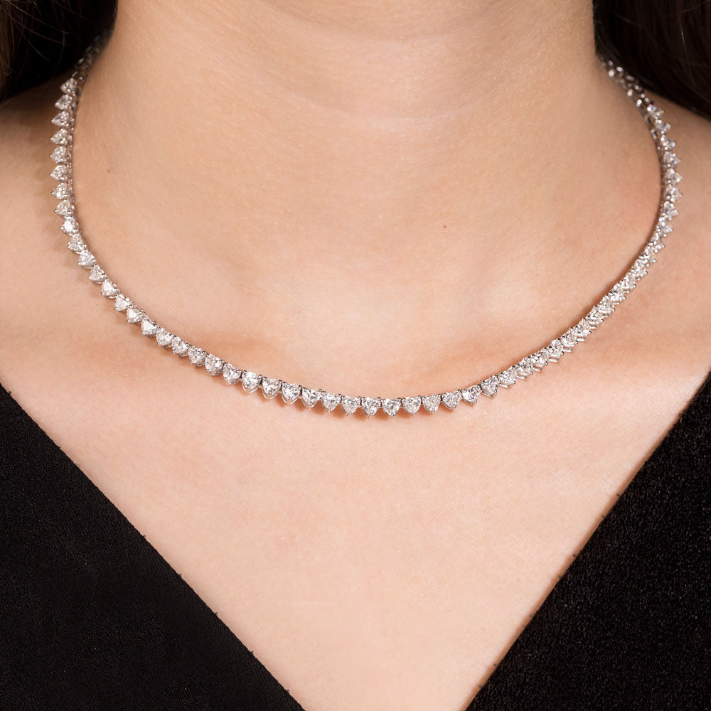 18K White Gold Diamond Necklace - 8.983ct VVS-VS-FG