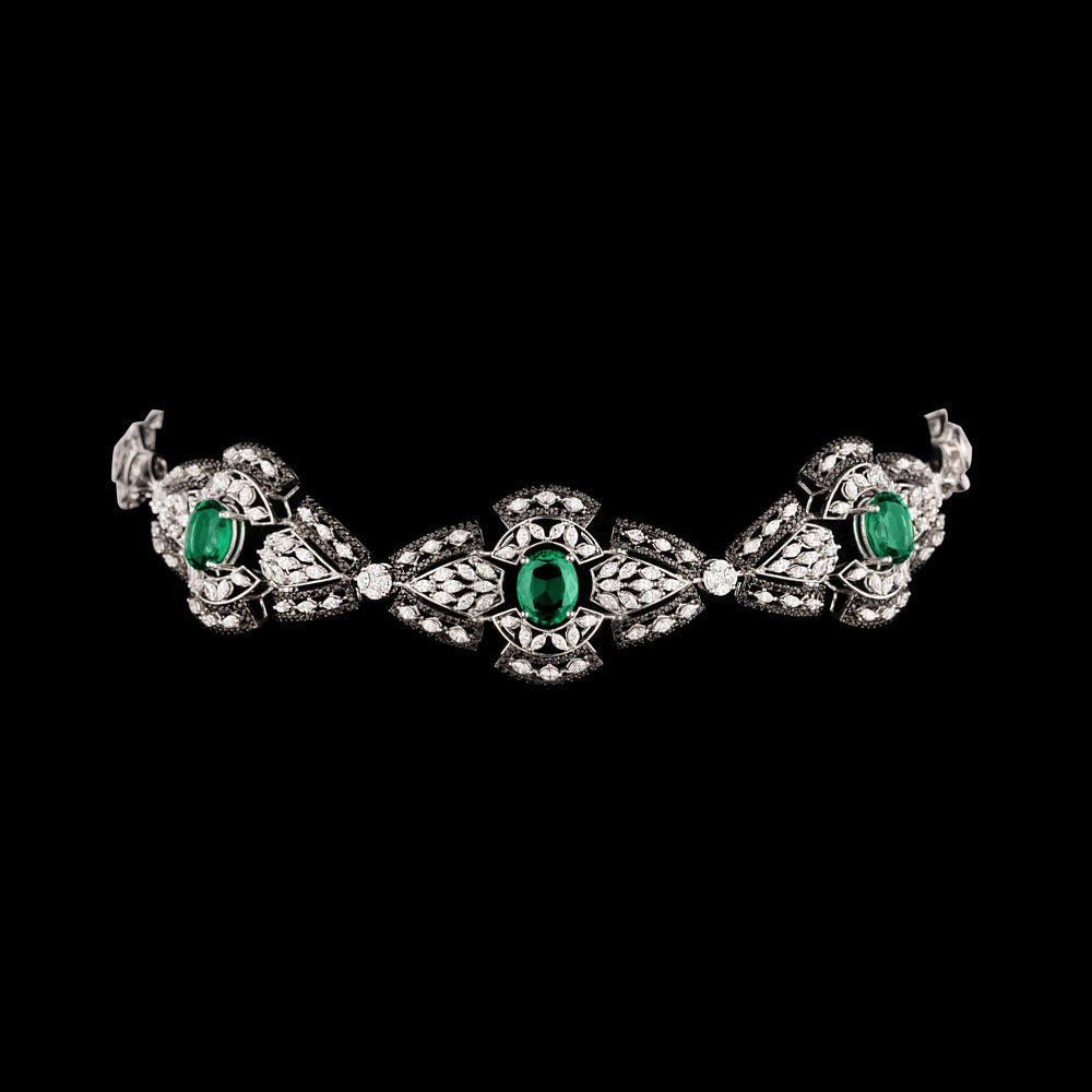 18K White Gold Diamond Necklace - 4.176ct VVS-VS-EF with Colour Stones