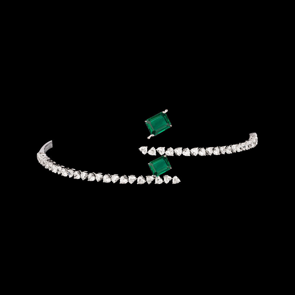 18K White Gold Diamond Necklace - 11.353ct VS-SI-FG with Colour Stones