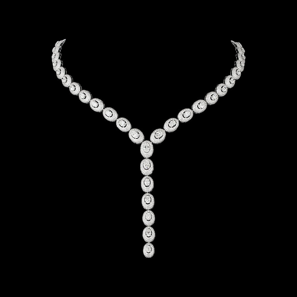 18K White Gold Diamond Necklace - 16.738ct VVS-VS-GH