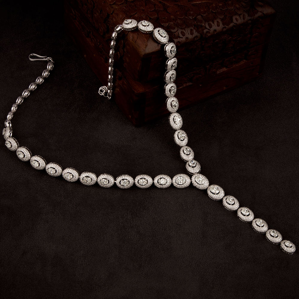 18K White Gold Diamond Necklace - 16.738ct VVS-VS-GH