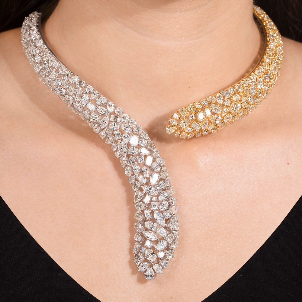 18K White Gold Diamond Necklace - 64.673ct N-A