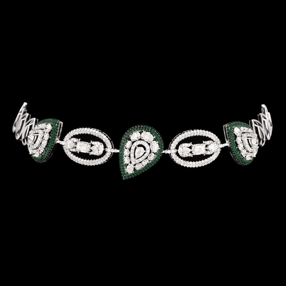 14K White Gold Diamond Necklace - 11.192ct VS-SI-IJ with Colour Stones