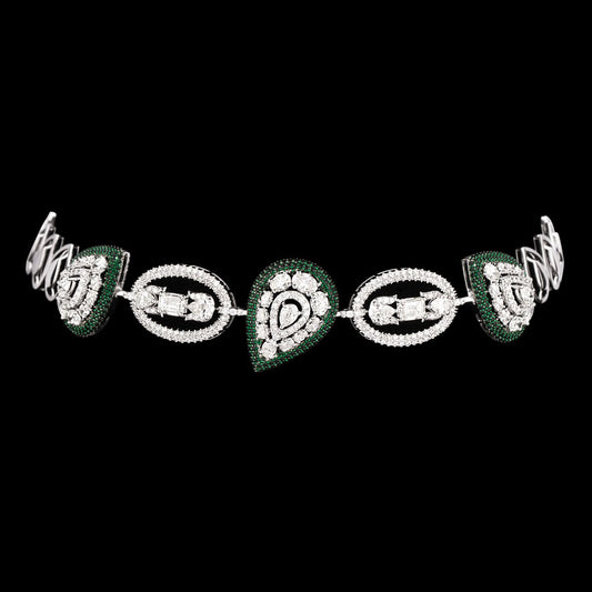 14K White Gold Diamond Necklace - 11.192ct VS-SI-IJ with Colour Stones