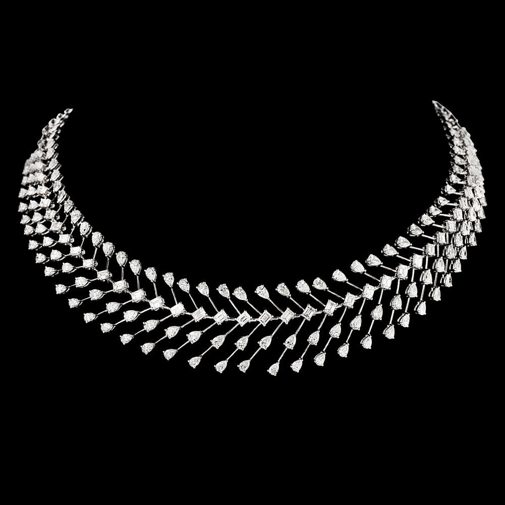 14K White Gold Diamond Necklace - 19.863ct VVS-VS-FG