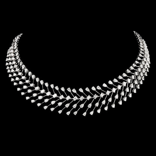 14K White Gold Diamond Necklace - 19.863ct VVS-VS-FG