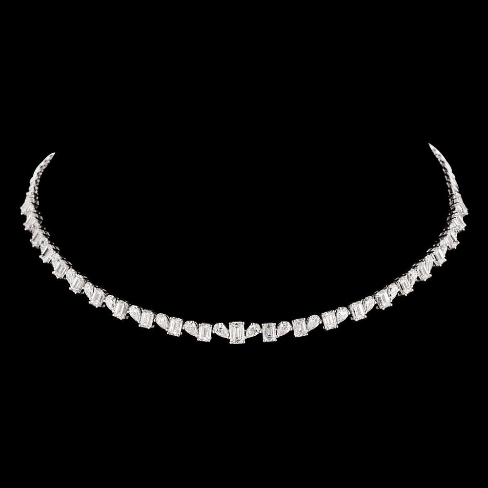 14K White Gold Diamond Necklace - 17.012ct VVS-VS-HI