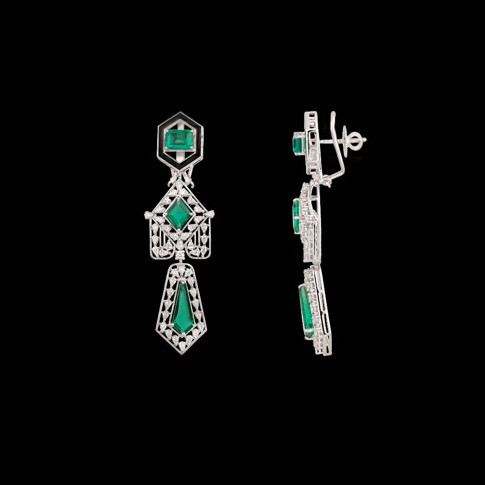18K White Gold Diamond Jewellery - 1.969ct VVS-FG with Colour Stones