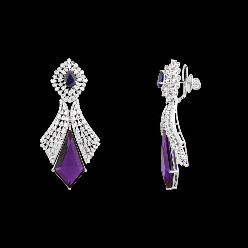 18K White Gold Diamond Jewellery - 6.935ct VVS-EF with Colour Stones