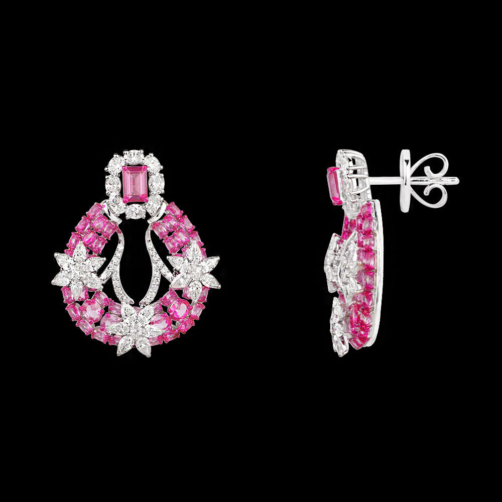 18K White Gold Diamond Jewellery - 4.832ct VVS-FG with Colour Stones