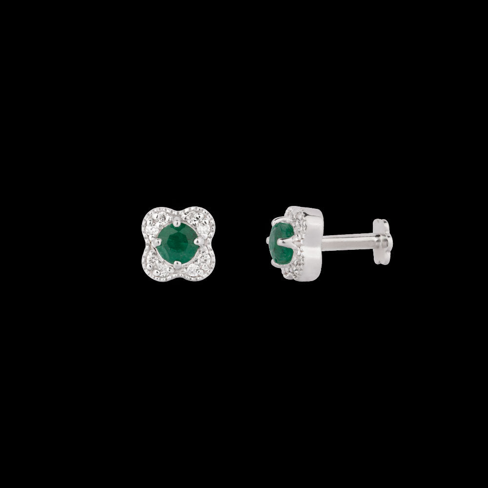 18K White Gold Diamond Nosepin - 0.039ct VVS-VS-GH with Colour Stones