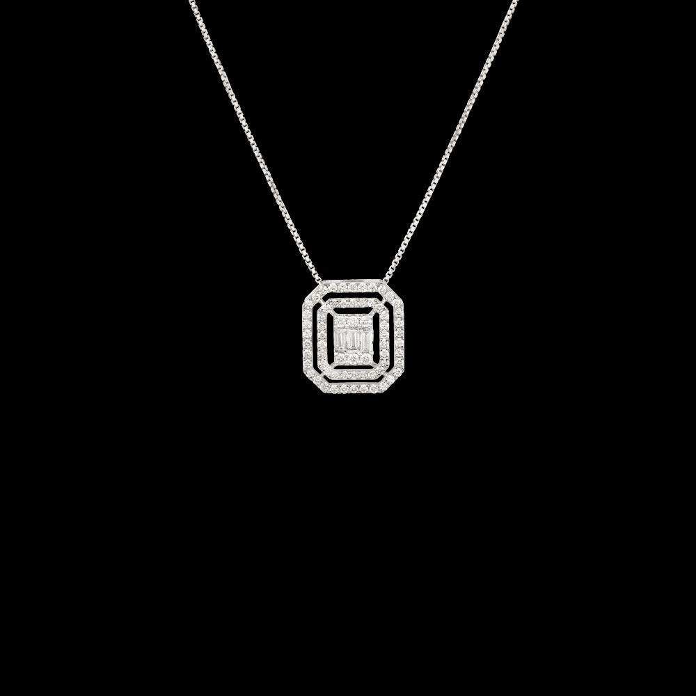 14K White Gold Diamond Pendant - 0.868ct SI-IJ