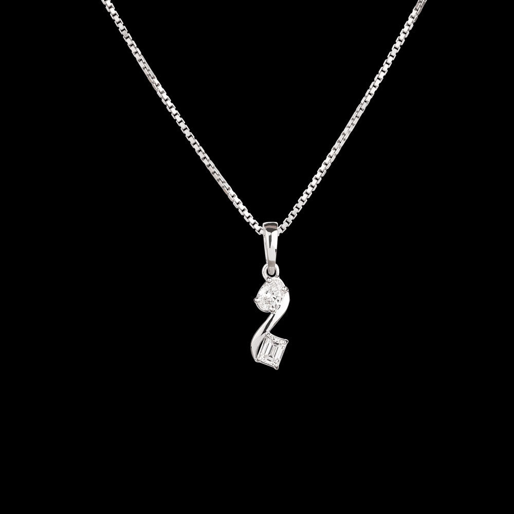 18K White Gold Diamond Pendant - 0.254ct VS-EF