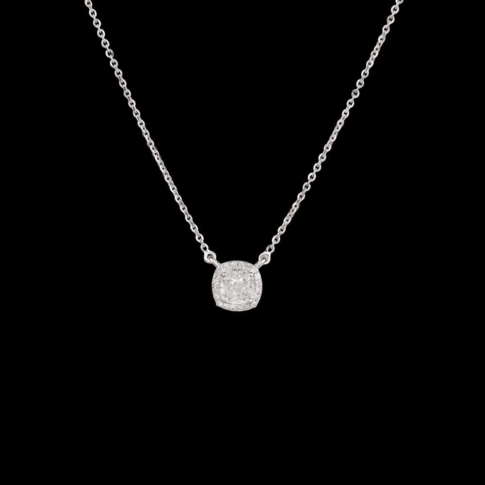 18K White Gold Diamond Pendant - 1.11ct VVS-VS-HI with Colour Stones