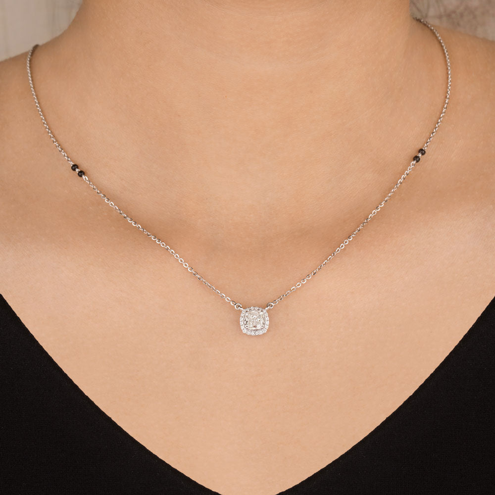18K White Gold Diamond Pendant - 1.11ct VVS-VS-HI with Colour Stones