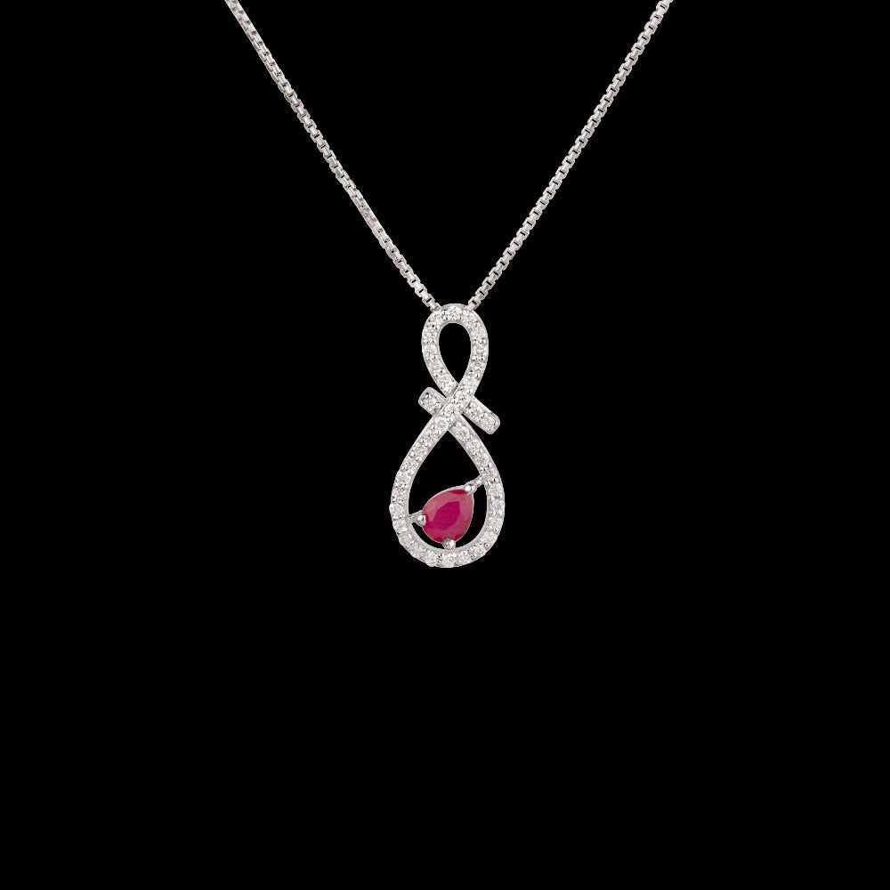 14K White Gold Diamond Pendant - 0.247ct VS-GH with Colour Stones