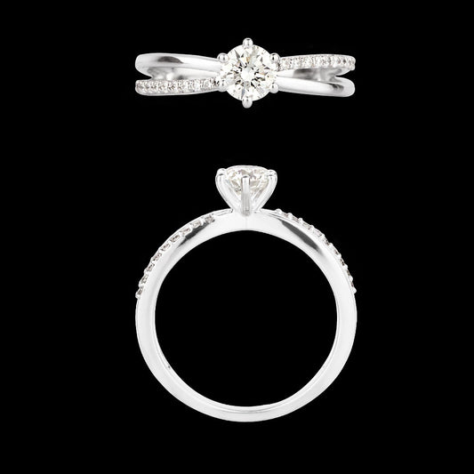 18K White Gold Diamond Ring - 0.542ct VS-SI-GH