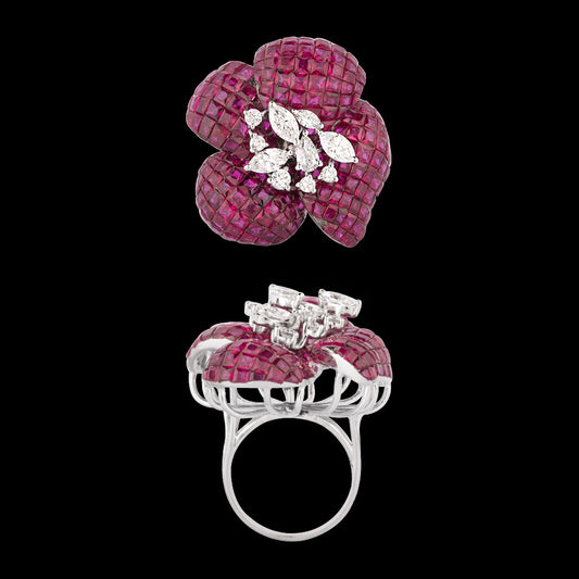 18K White Gold Diamond Ring - 1.208ct VS-SI-GH with Colour Stones