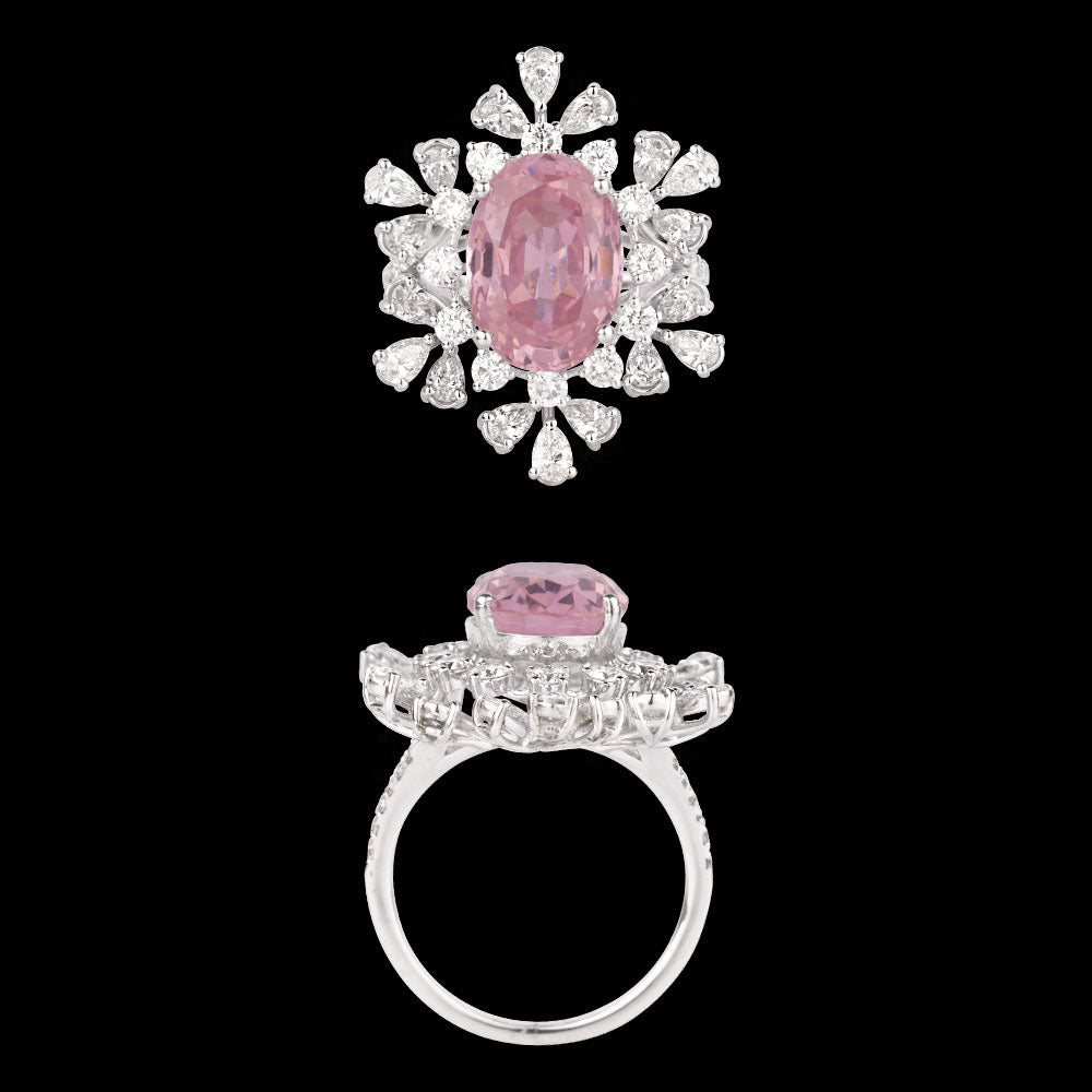 18K White Gold Diamond Ring - 2.454ct VS-SI-EF with Colour Stones