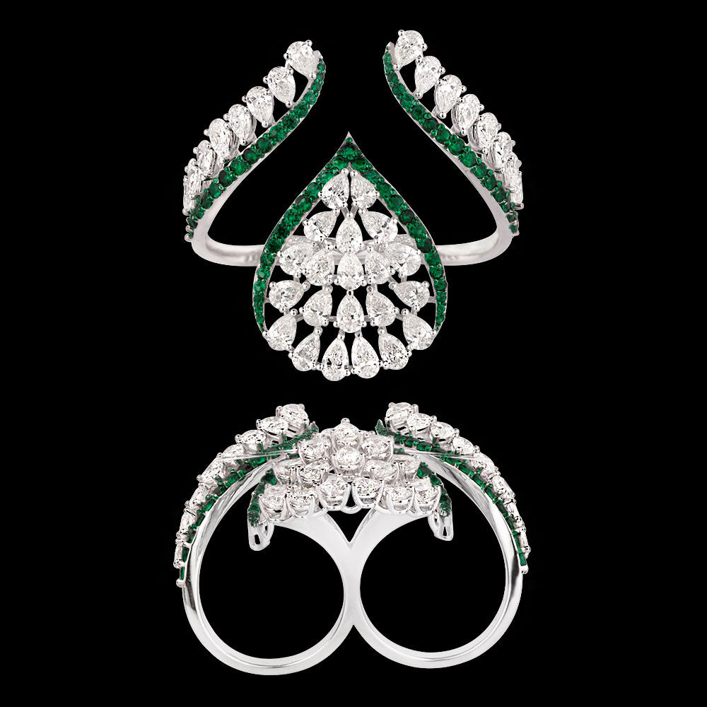 14K White Gold Diamond Ring - 6.251ct VVS-VS-FG with Colour Stones