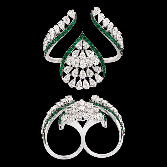 14K White Gold Diamond Ring - 6.251ct VVS-VS-FG with Colour Stones