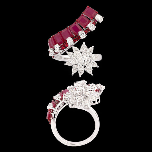 14K White Gold Diamond Ring - 2.357ct VS-SI-GH with Colour Stones