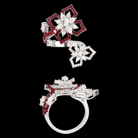 14K White Gold Diamond Ring - 1.955ct VVS-VS-FG with Colour Stones