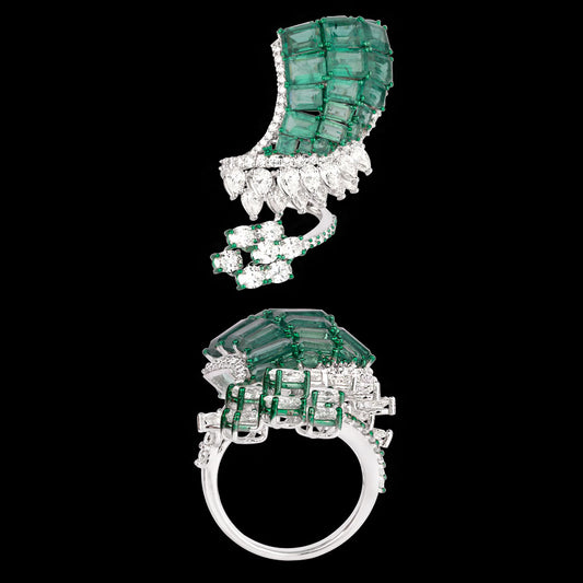 14K White Gold Diamond Ring - 6.284ct VS-SI-GH with Colour Stones