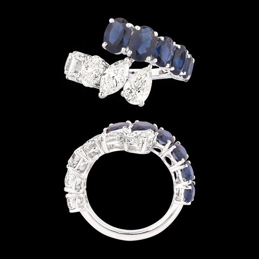 18K White Gold Diamond Ring - 3.529ct VVS-VS-IJ with Colour Stones