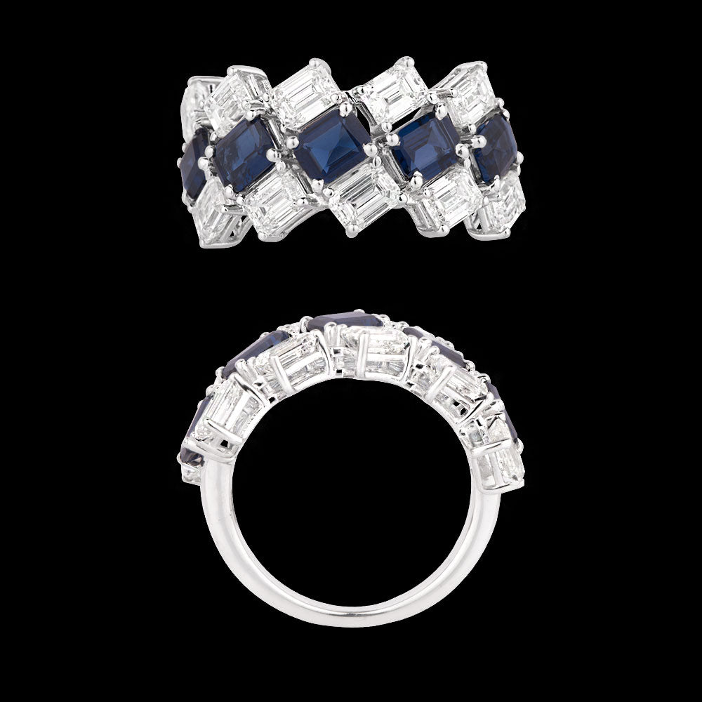 18K White Gold Diamond Ring - 3.092ct VS-SI-HI with Colour Stones